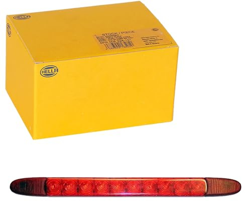 Hella Luz de freno adicional - LED - 12V - montaje exterior/pegado - Color de tulipa: rojo - Cable: 3000mm - Conector: extremos de cable abiertos - posterior - 2DA 343 106-201, Cable: 3000 mm