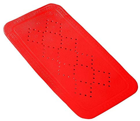 Spirella - Badewannenteppich PVC Modell Alaska - Rutschfester Badeteppich mit Saugnäpfen + Anti-Schimmel Abflusslöcher - Rot - 71 x 36 cm - Badaccessoires