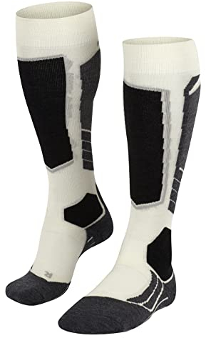 FALKE Damen Skisocken SK2 Intermediate Wool W Kh Wolle Funktionsmaterial warm dick 1 Paar, Weiß Off-White 2040, 37-38