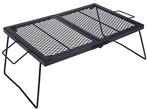 REDCAMP Folding Campfire Grill Heavy Duty Steel Grate, Portable Over Fire Camp Grill for Outdoor Open Flame Cooking Large