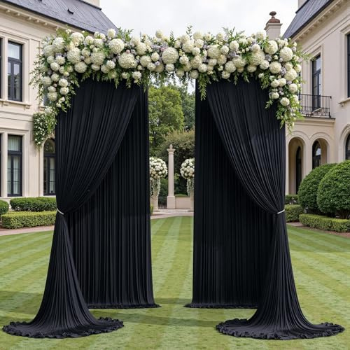 3x3 m Fond Photo Noir, Blanc Mariage Fond Photographie, Fond Photo Noir, Fond sans Plis pour la décoration des fêtes de Mariage