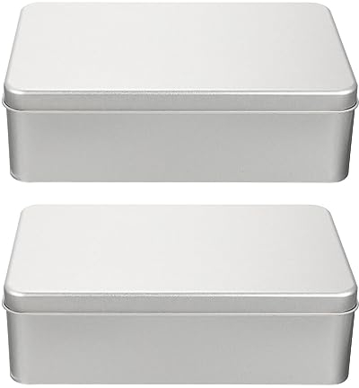 Luxshiny 2Pcs Scatola di Scatola di di Metallo con Coperchio Contenitori Per Biscotti, Dolcetti E Regali - Ideali Per Casa, Panetteria E Ristorante (18x11x5,5cm)