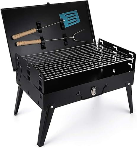 Parrilla de barbacoa de carbón Parrilla de barbacoa portátil para picnic al aire libre Parrilla tipo maleta Parrilla de barbacoa de carbón plegable Parrilla de barbacoa de escritorio para 3-5 person