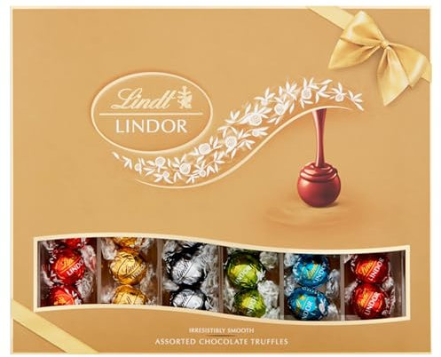 Lindt Lindor Assorted Chocolate Truffles Gift Box – 525g – Christmas, Gift – Milk, Dark, Salted Caramel & Pistachio Truffles