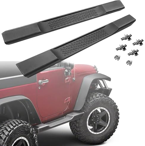 SOPOUT 2 Piezas Estribos Laterales para Jeep Wrangler JK JKU 2007-2017 2-Doors, AntiarañAzos Faldones Laterales Antichoque Coche Pedales Accesorios Coche