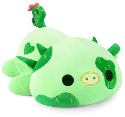 shownicer Plüschtier Kaktus Kuh Kuscheltier Stofftier Kawaii Kuh Plüsch Kissen Spielzeug Milchkuh Kaktus Plüsch Wurfkissen Geschenk für Kinder Mädchen 12+ Jahre (Grün, 30cm)