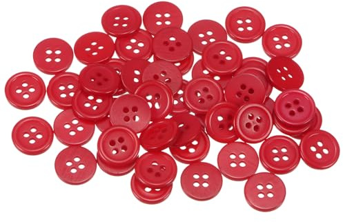 HARFINGTON 100pcs 20L Sewing Buttons 1/2(12.5mm) Resin Round Flat 4-Hole Craft Buttons for Sewing Clothing and DIY, Red