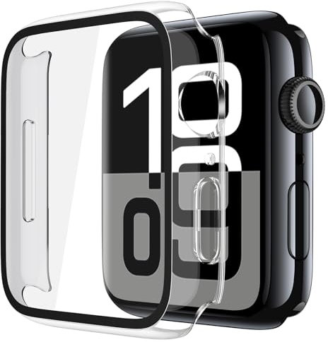 Misxi 2 pièces PC coque de protection en verre trempé pour Apple Watch Series 10 (2024) 46 mm, coque ultra fine anti-chute résistante aux rayures pour Iwatch, transparent mat