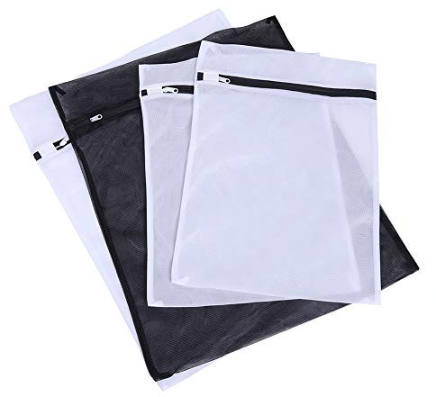 GEEKHOM Wäschenetz für Waschmaschine, 4er Set Kochfest Wäschesack mit Reißverschluss Reise Wäschebeutel Mesh Filterbeutel für Feinwäsche, Unterwäsche Socken BHs Mäntel SchuheBettwäsche