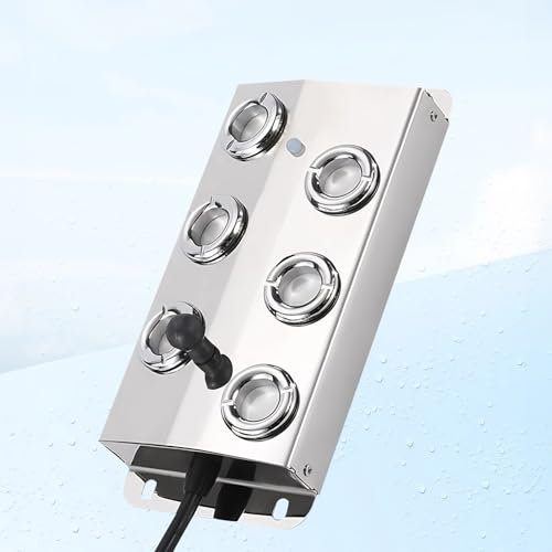 Garsent Brumisateur à 6 Têtes, Brumisateur à Ultrasons avec Alimentation électrique, Fontaine d'eau Brumisateur, Brumisateur à Ultrasons étanche à l'eau pour Jardin Paysager