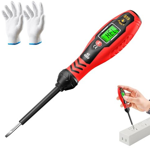 Intelligent Non-Contact Voltage Tester - Safe & Efficient Electrician's Tool,2-in-1 Electrical Tester Screwdriver Set,High Torque Strong Magnetic Flathead Phillips Screwdriver (Red(Flat))