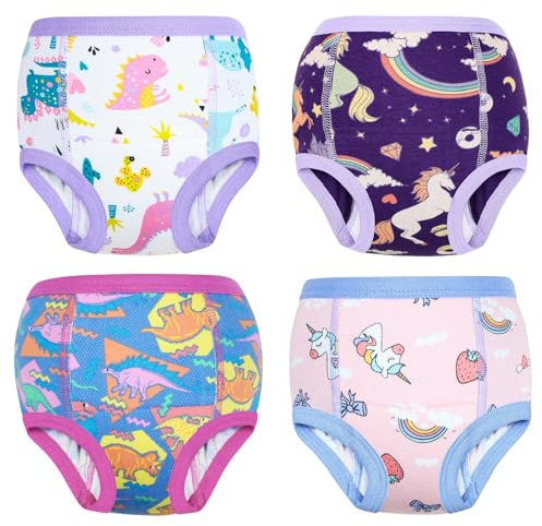 FLYISH DIRECT Kinder Töpfchen Trainingshose für Jungen und Mädchen, 4er-Pack Töpfchentraining Unterwäsche, 90/2T