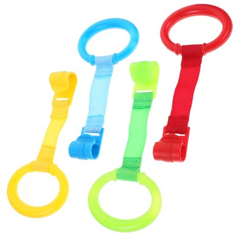 HIAKDOFT 8 Stück Teiliges Babybett Aufstehhilfen Pull ringe Stabile Leichte Motorik Lernringe in Farben für Einfache Montage als Lauflernhilfe und Vielseitiges Bettzubehör