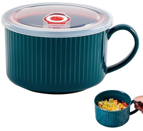 Bol à soupe avec couvercle Tasse à soupe portable pour micro-ondes avec couvercle Bols en céramique avec poignées Bol micro-ondes portable pour céréales de nouilles instantanées