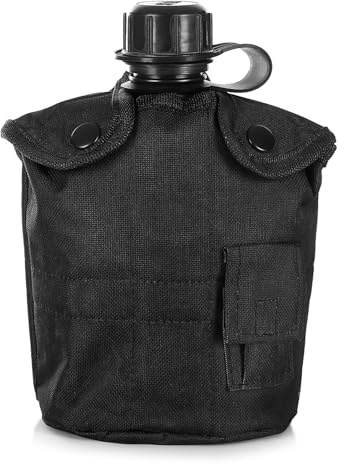 aqxreight Kit de Cantine 3 Pièces avec Tasse et Couvercle en Aluminium pour Camping en Plein Air Randonnée Sac à Dos Survie Couvercle de Bouteille en Tissu Plastique Durable la Bouteille Comprend Un