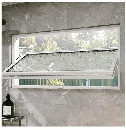 ZHANGshouf källarfönster av vit aluminiumlegering – isolerat, infällt lutningsfönster för badrum och källarventilation (60 x 30 cm) – snygg design