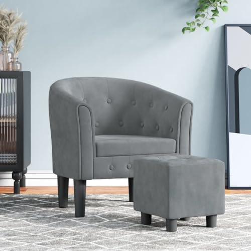 Mimdixy Sillón Relax Eléctrico, Sillón Club con Reposapiés, Terciopelo Gris Oscuro para Hogar, Hoteles, Salones, Oficin
