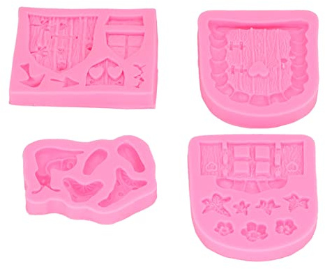 ERYUE Stampo in Silicone Fairy Garden Incantato Vintage 4 Pezzi Porta Fungo Fiore Modello Stampi per Cioccolato per Prodotti da Forno Domestici, Facile da Rilasciare, Cuocere con la Famiglia o gli