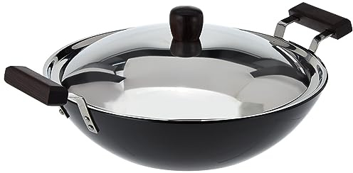 Hawkins Futura 5 Litre Deep Fry Pan, Hard Anodised Kadai with Stainless Steel Lid, Flat Bottom Kadhai, Big Kadai, Black (AD50S)