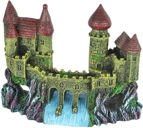 Supa Castle and Bridge Aquarium/Fish Tank Ornament | Realistic Detail | Approx. 6.5cm(L) x 16.5cm(W) x 13cm(H).