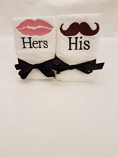 Lex's Linens Set of 2 Embroidered His & Hers Guest Towels