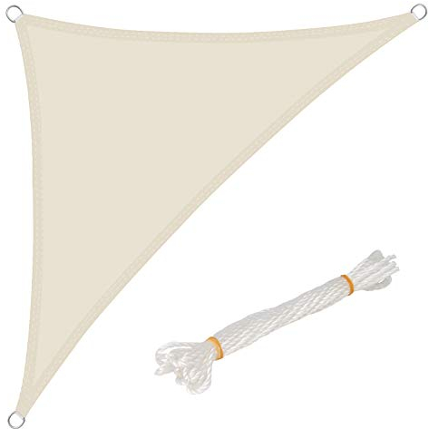 WOLTU Vela ombreggiante 3x3x4.25m in PES 160 g/m² Idrorepellente Tenda a Vela Parasole Triangolare Protezione Solare Respirante Anti UV Giardino Esterni Crema
