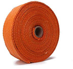Hitzeschutzband Universal Motorrad Mitbrügter Turbo-Krümmer Wärmeabgas Thermisches Wickelband Edelstahlbindungen 1,5mm * 25mm * 5m Auspuff Hitzeschutzband (Color : Orange)