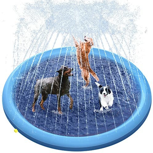 Raxurt Non-Slip Splash Pad for Kids and Dog, 67'' Splash Pad Thicken 0.58mm Toddler Baby Splash Sprinkler Pad Dog Pool Summer Outdoor Water Toys for Boys Girls