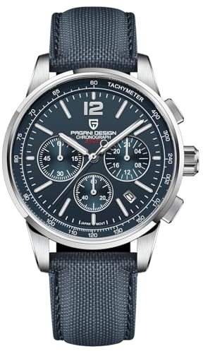Pagani Design Orologio cronografo al quarzo da uomo 100 metri impermeabile in acciaio inox 40 mm quadrante Diametro vetro zaffiro