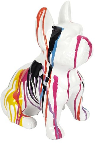 HOME DECO FACTORY Scultura Bulldog Ceramica Coulures 30 cm, Multicolore