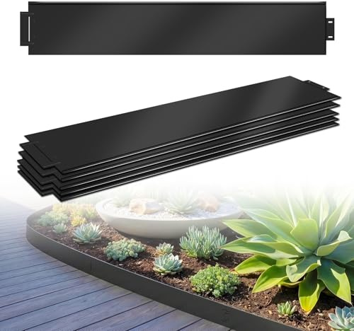LARS360 gräskant metall, gräskant, galvaniserad klippkant metall, rabattkant – svart skarvning (5 m, 100 x 18 cm)