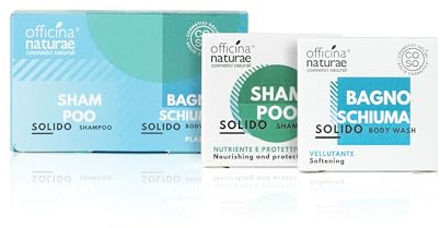 Officina Naturae | I COSINI GREEN Mini Size Shampoo Solido Nutriente e Protettivo 15g, Mini Size Bagnoschiuma Solido Vellutante 15g, Travel Size Plastic Free