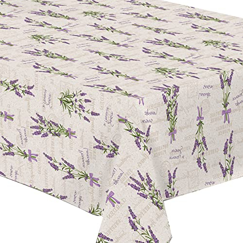 Wachstuch Tischdecke abwaschbar Gartentischdecke Viele Größen und Designs, wasserabweisend, abwischbar, ÖkoTex (Lavendel Blumen- 1010-1, 140x180 cm)