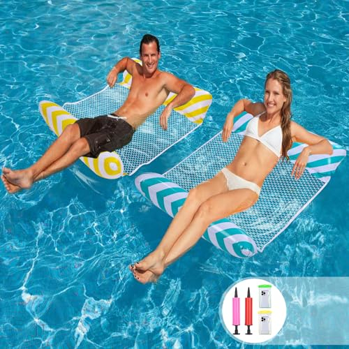 Gonfiabili per Piscina 2 pezzi, Materassino Mare, Materassino Gonfiabile Mare, poltrona lounge multifunzionale 4 in 1 per poltrona gonfiabile, Amaca Galleggiante con Pompa d'aria Manuale