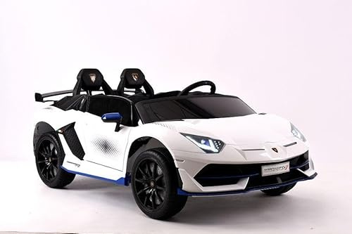 Lamborghini Aventador SVJ Xago elbil för barn, 2-sits, licensierad bil, 12 V7AH, 2,4 GHz, lädersäte Eva, vit