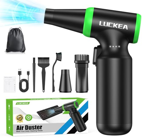 Souffleur Air Comprimé 130000 tr/min Souffleur PC - 3 Vitesses Dépoussiérant PC, 6000 mAh Batterie, avec 3 Brosses de Nettoyage, Bombe Air Sec Nettoyage PC Électronique Voiture, Air Duster