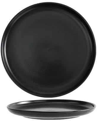 AIYoo 2 Pack Porcelain Dinner Plates,8 inch Dessert Salad Ceramic Kitchen Plate,Food Serving Dishes Set,Round Plates for Pasta,Snack,Fruit,Black