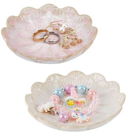 Amasawa 2 Pezzi Piatto Portagioie in Ceramica, Supporti per Gioielli in Ceramica, Piatto per Gioielli, Piccolo Ciotola dei Gioielli,Adatto per Anelli, Orecchini, Chiavi