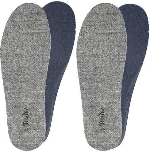 TIESTRA 2 Paires de Semelles Isolantes en Feutre de Laine Mérinos Semelle Souples,Confortables et Chaudes Semelles Épaisses pour L'hiver Adaptées aux Bottes et Pantoufles D'hiver
