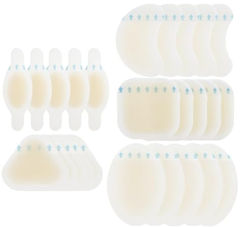 ACOLY Paquete de 25 apósitos para ampollas en los pies, almohadillas hidrocoloides invisibles, almohadillas de gel impermeables para talón y dedos, protección para la piel (varios tamaños)