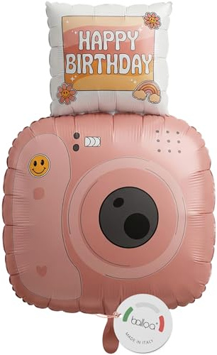 balloa Globo XXL Boho cámara Happy Birthday, globo de helio, decoración de cumpleaños, globo de aire, cámara con motivo para fiestas, cumpleaños infantiles, regalo de cumpleaños, decoración de fiesta