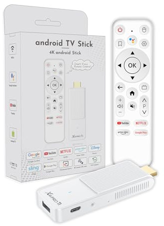 GREVA Android TV Stick 4K Ultra HD - Appareil de Streaming, 2026 Dernier Android 14.0 TV Stick Box 2 Go 16 Go HDR/AV1/2,4G/5G WiFi/BT 5.0, Lecteur Multimédia en Streaming Intelligent avec Télécommande