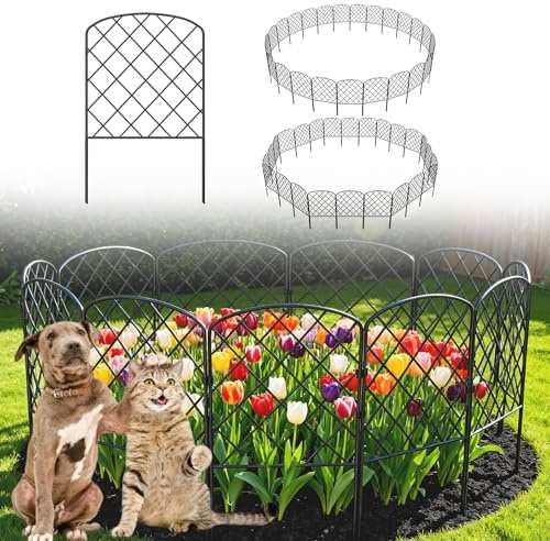 UISEBRT 25 stycken dekorativa trädgårdsstaket av rostfritt metall, staket utan grävning, metallstaket, djurstaket, rabattstaket för instuckning, litet staket för utomhusbruk, hundar, kaniner, 60 x 32