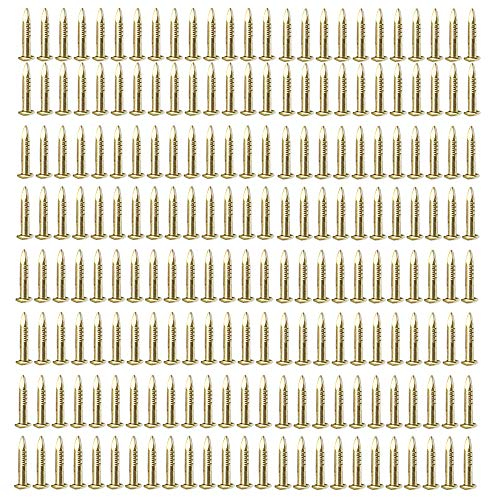 rzdeal 200 pcs miniatura clavos cabeza redonda latón clavos para las pequeñas casas de muñecas de bisagras delicado cajas Mini Craft proyectos (DIY, 0,05 x 0.3)