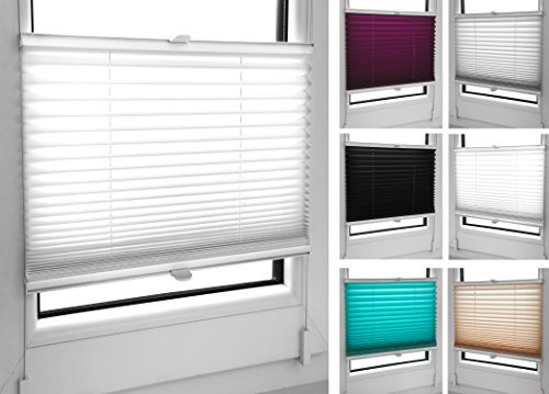 Tropik Home Pleated Blinds 18 Width Sizes, 6 Colours Easy Fit Install Plisse Conservatory Blinds, White, 65cm Wide 100cm Drop