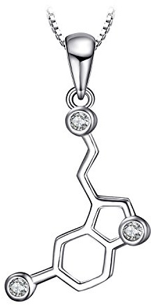 JewelryPalace Halsband Love Serotonin Molecule, Kedja Silver Zirkonia, Halsband Damer Silver 925 Collier 45cm, Smycken För Kvinnor, Smycken Flickor