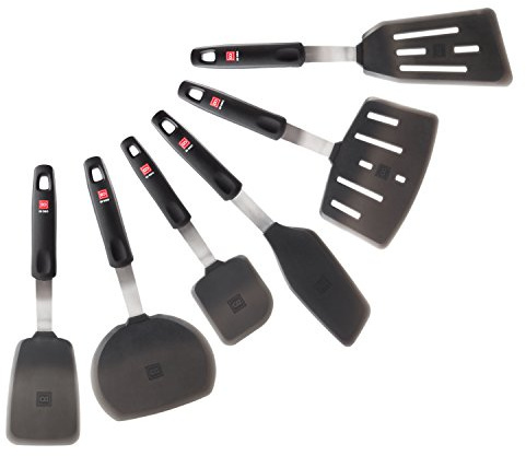 DI ORO Silicone Turner Spatula Set - 600F Heat Resistant, 6-Pc Black