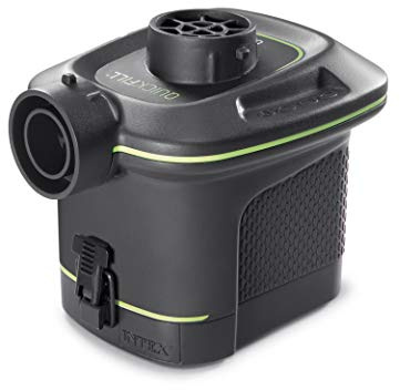 INTEX 66638E QuickFill Battery Pump: Inflates and Deflates Air Mattresses, Kayaks, Boats – Includes 3 Interrconnecting Nozzles – Sleek and Compact Design – 420 L/Min Air Flow – Indoor and Outdoor Use