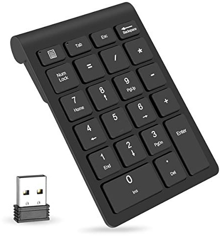 Foloda Wireless Number Pads, Numeric Keypad Numpad 22 Keys Portable 2.4 GHz Financial Accounting Number Keyboard Extensions 10 Key for Laptop, PC, Desktop, Surface Pro, Notebook