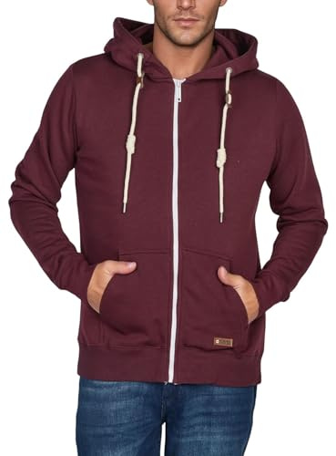 riverso Sweatjacka herr med huva dragkedja regular fit RIVThilo huvjacka grå brun grön röd blå svart beige S M L XL XXL 3XL 4XL 5XL, Port Röd Melange (15400), XL